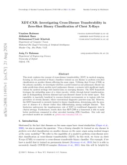 XDT-CXR: Investigating Cross-Disease Transferability in Zero-Shot Binary
  Classification of Chest X-Rays