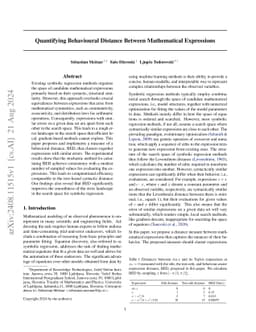 Quantifying Behavioural Distance Between Mathematical Expressions