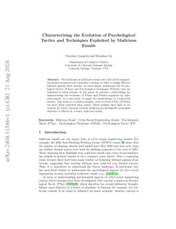 Characterizing the Evolution of Psychological Tactics and Techniques
  Exploited by Malicious Emails