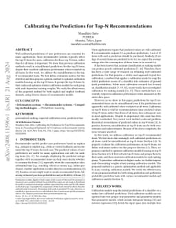 Calibrating the Predictions for Top-N Recommendations
