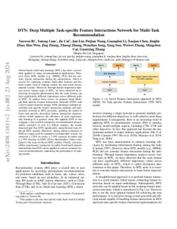 DTN: Deep Multiple Task-specific Feature Interactions Network for
  Multi-Task Recommendation