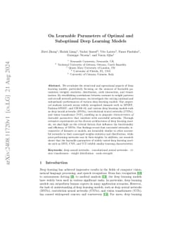 On Learnable Parameters of Optimal and Suboptimal Deep Learning Models