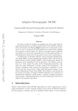 Adaptive Stereographic MCMC