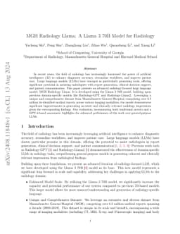 MGH Radiology Llama: A Llama 3 70B Model for Radiology