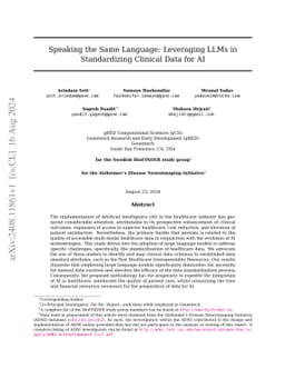 Speaking the Same Language: Leveraging LLMs in Standardizing Clinical
  Data for AI
