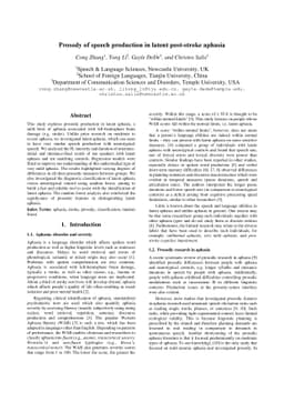 Prosody of speech production in latent post-stroke aphasia