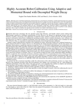 Highly Accurate Robot Calibration Using Adaptive and Momental Bound with
  Decoupled Weight Decay