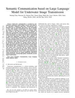 Semantic Communication based on Large Language Model for Underwater
  Image Transmission