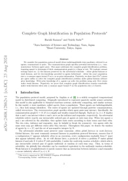 Complete Graph Identification in Population Protocols