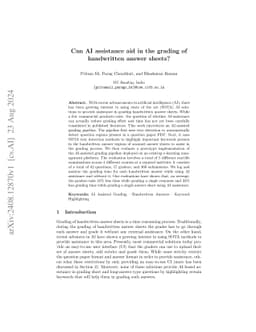 Can AI Assistance Aid in the Grading of Handwritten Answer Sheets?