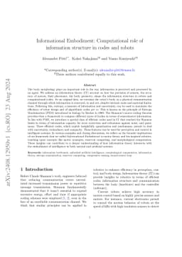 Informational Embodiment: Computational role of information structure in
  codes and robots