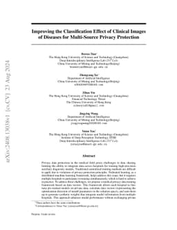 Improving the Classification Effect of Clinical Images of Diseases for
  Multi-Source Privacy Protection