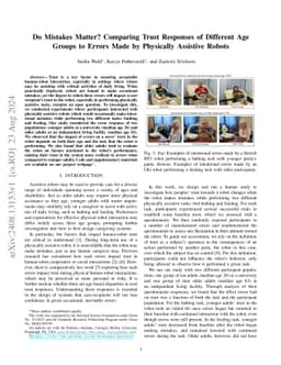 Do Mistakes Matter? Comparing Trust Responses of Different Age Groups to
  Errors Made by Physically Assistive Robots