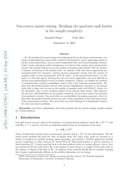 Non-convex matrix sensing: Breaking the quadratic rank barrier in the
  sample complexity