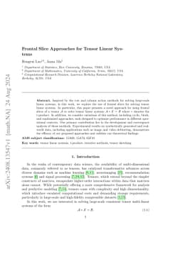 Frontal Slice Approaches for Tensor Linear Systems