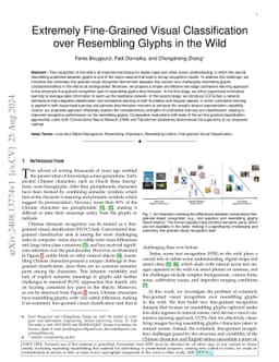Extremely Fine-Grained Visual Classification over Resembling Glyphs in
  the Wild