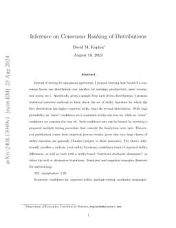 Inference on Consensus Ranking of Distributions