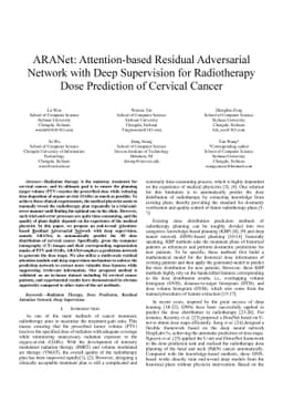 ARANet: Attention-based Residual Adversarial Network with Deep
  Supervision for Radiotherapy Dose Prediction of Cervical Cancer