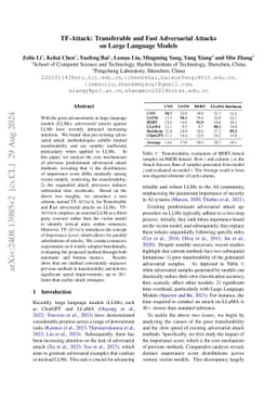 TF-Attack: Transferable and Fast Adversarial Attacks on Large Language
  Models