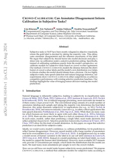 Crowd-Calibrator: Can Annotator Disagreement Inform Calibration in
  Subjective Tasks?
