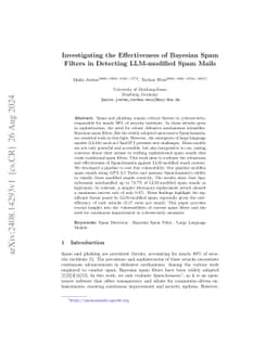 Investigating the Effectiveness of Bayesian Spam Filters in Detecting
  LLM-modified Spam Mails