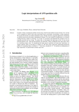 Logic interpretations of ANN partition cells