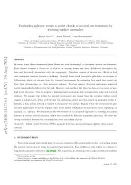 Evaluating saliency scores in point clouds of natural environments by
  learning surface anomalies
