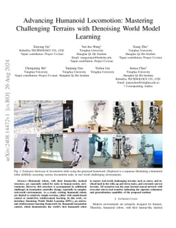 Advancing Humanoid Locomotion: Mastering Challenging Terrains with
  Denoising World Model Learning