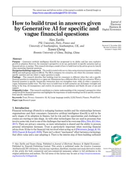 How to build trust in answers given by Generative AI for specific, and
  vague, financial questions