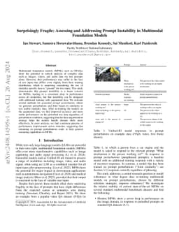 Surprisingly Fragile: Assessing and Addressing Prompt Instability in
  Multimodal Foundation Models