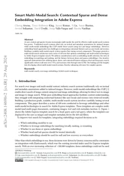 Smart Multi-Modal Search: Contextual Sparse and Dense Embedding
  Integration in Adobe Express