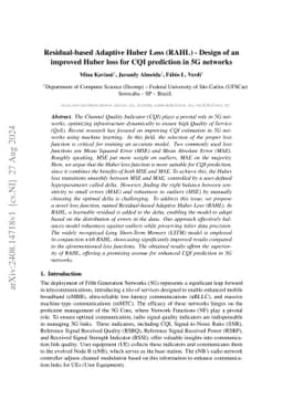 Residual-based Adaptive Huber Loss (RAHL) -- Design of an improved Huber
  loss for CQI prediction in 5G networks