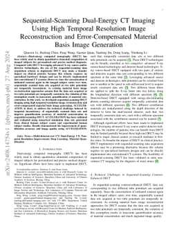 Sequential-Scanning Dual-Energy CT Imaging Using High Temporal
  Resolution Image Reconstruction and Error-Compensated Material Basis Image
  Generation