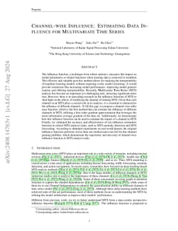 Channel-wise Influence: Estimating Data Influence for Multivariate Time
  Series