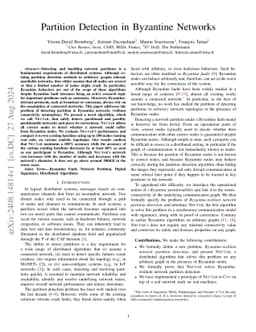 Partition Detection in Byzantine Networks