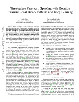 Time-Aware Face Anti-Spoofing with Rotation Invariant Local Binary
  Patterns and Deep Learning