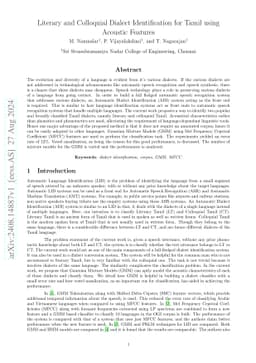 Literary and Colloquial Dialect Identification for Tamil using Acoustic
  Features