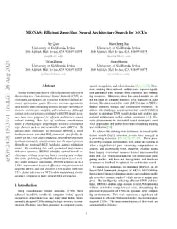 MONAS: Efficient Zero-Shot Neural Architecture Search for MCUs