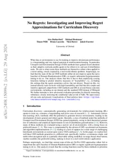 No Regrets: Investigating and Improving Regret Approximations for
  Curriculum Discovery