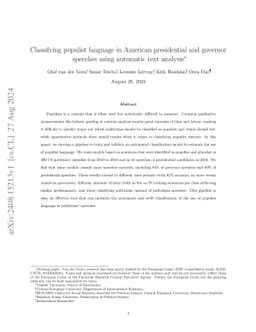 Classifying populist language in American presidential and governor
  speeches using automatic text analysis