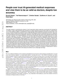 People over trust AI-generated medical responses and view them to be as
  valid as doctors, despite low accuracy
