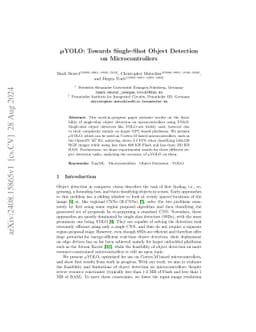 microYOLO: Towards Single-Shot Object Detection on Microcontrollers