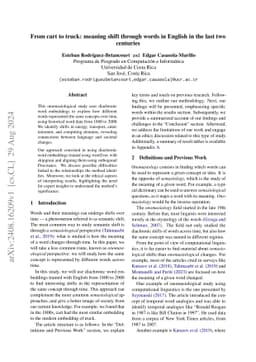 From cart to truck: meaning shift through words in English in the last
  two centuries
