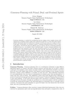 Consensus Planning with Primal, Dual, and Proximal Agents