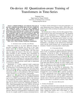 On-device AI: Quantization-aware Training of Transformers in Time-Series