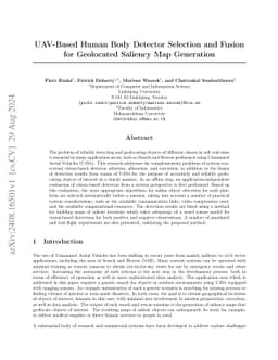 UAV-Based Human Body Detector Selection and Fusion for Geolocated
  Saliency Map Generation