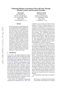 Enhancing Dialogue Generation in Werewolf Game Through Situation
  Analysis and Persuasion Strategies
