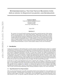 Hyperdimensional Vector Tsetlin Machines with Applications to Sequence
  Learning and Generation