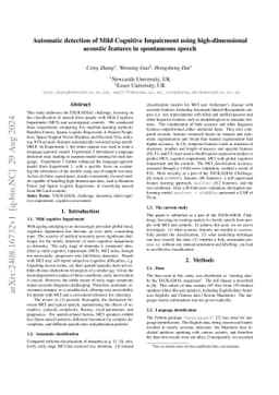 Automatic detection of Mild Cognitive Impairment using high-dimensional
  acoustic features in spontaneous speech
