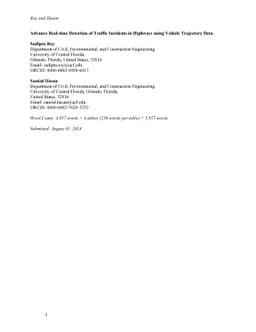 Advance Real-time Detection of Traffic Incidents in Highways using
  Vehicle Trajectory Data